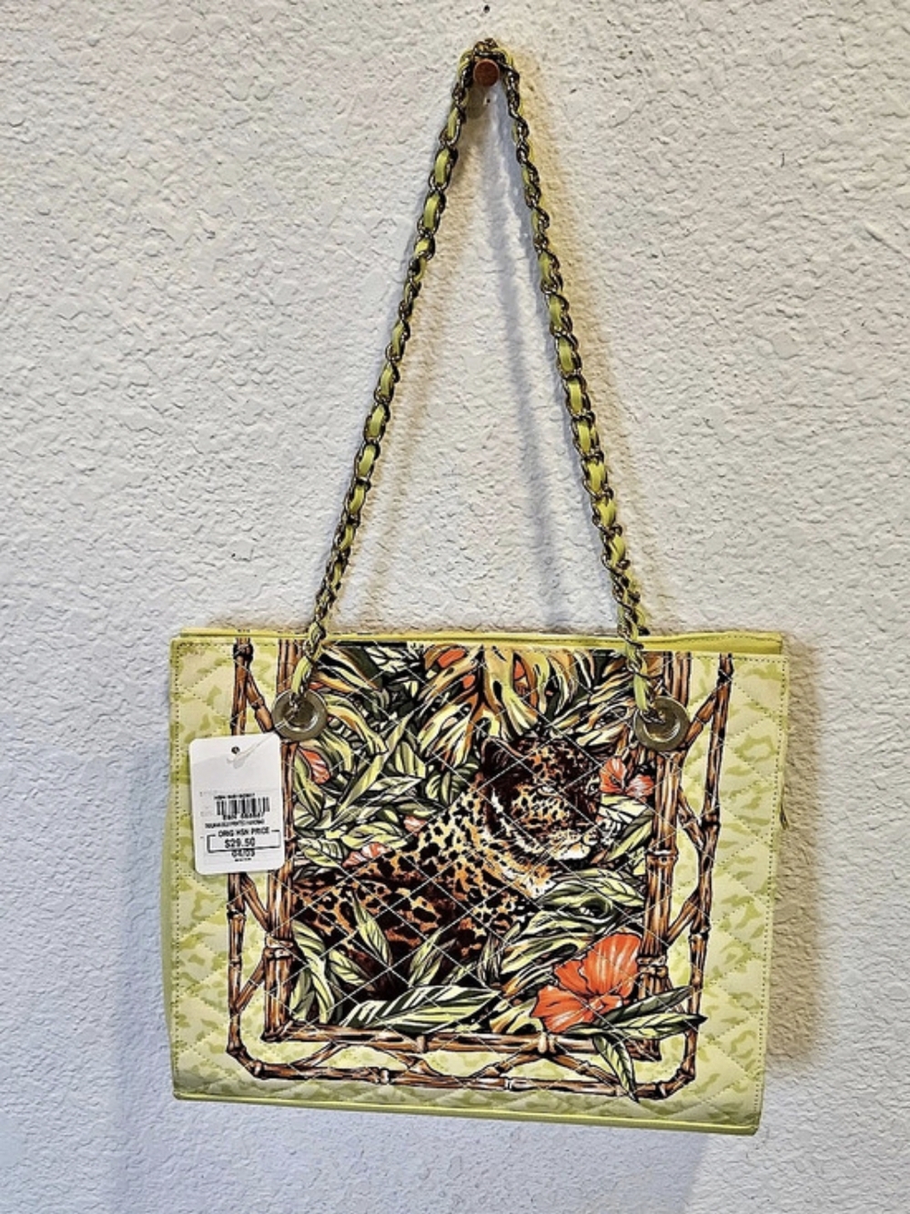 Vintage Diane Gilman Silk Quilted Jungle Print Handbag Silk Print Handbag NWT